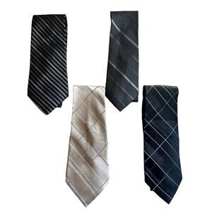 Vintage Apartment 9 Y2K Silk Neckties Silver, Black, Beige